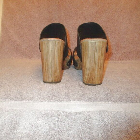 Kork-Ease Darra Sandals Size 9 Black Leather Wood Heel Cork Studs Platform Foam - Picture 9 of 11